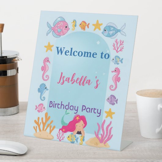 Mermaid Regenbogen magische Geburtstagsparty Sockelschild (In Situ)