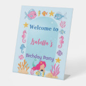 Mermaid Regenbogen magische Geburtstagsparty Sockelschild (Vorderseite)