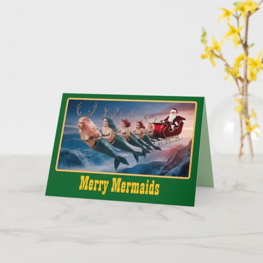 Mermaid Reindeer Karte (Gelbe Blume)
