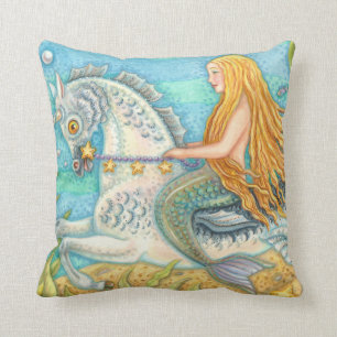 Mermaid Riding Seepferd Merhorse Unicorn PILLOW Kissen