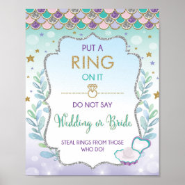 Mermaid Ring Game Wedding oder Bride Brautparty Poster