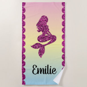 Mermaid rosa Glitzer Strandtuch