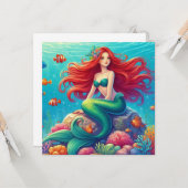 Mermaid Rothaar Karte (Vorderseite/Rückseite Beispiel)