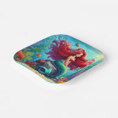 Mermaid Rothaar Pappteller (Gewinkelt)