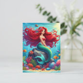 Mermaid Rothaar Postkarte (Stehend Vorderseite)