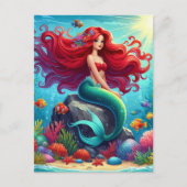 Mermaid Rothaar Postkarte (Vorderseite)