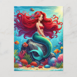 Mermaid Rothaar Postkarte