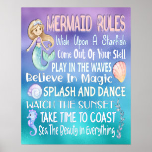 Mermaid Rules Wall Art - 16x20 Poster