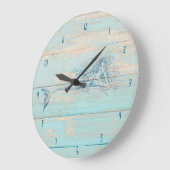 Mermaid Rustic Beach Wood Coastal Große Wanduhr (Winkel)