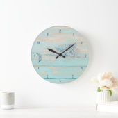 Mermaid Rustic Beach Wood Coastal Große Wanduhr (Zuhause)