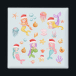 Mermaid Santa Christmas Magnet<br><div class="desc">Machen Sie Ihre Weihnachtszeit unvergesslich mit diesem skurrilen Mermaid-Magneten. Showcases Aquarellmädchen mit niedlichen Weihnachtsmannmützen. Sie können auch mit der Bearbeitungsoption afroamerikanische Mermaids einschalten. Es ist Zeit für ein Fest unter dem Meer! Wenn Sie die Hintergrundfarben ändern möchten,  klicken Sie auf "Bearbeiten mit dem Entwurfswerkzeug".</div>