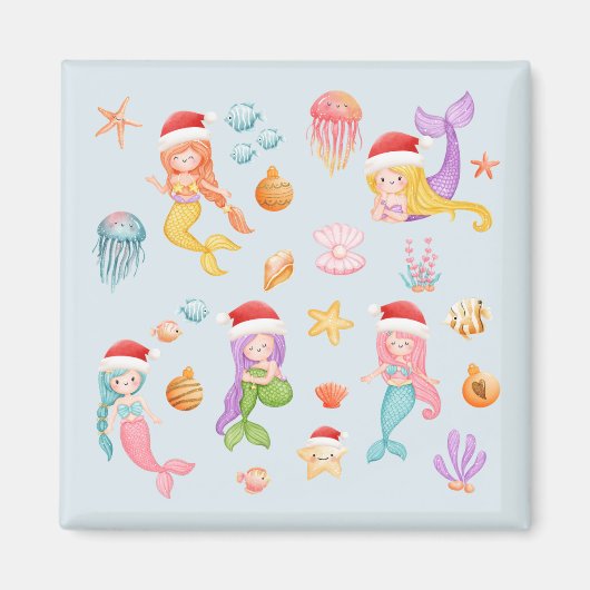 Mermaid Santa Christmas Magnet (Vorne)