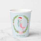 Mermaid Santa Christmas Pappbecher (Rückseite)