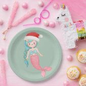 Mermaid Santa Christmas Pappteller (Party)