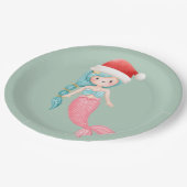 Mermaid Santa Christmas Pappteller (Schrägansicht)