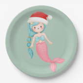 Mermaid Santa Christmas Pappteller (Vorderseite)