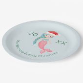 Mermaid Santa Christmas Pappteller (Schrägansicht)