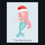 Mermaid Santa Christmas Poster<br><div class="desc">Machen Sie Ihre Weihnachtszeit unvergesslich mit diesem skurrilen Mermaid Santa art Druck. Zeigt eine niedliche Aquarellmaid mit einer Weihnachtsmannmütze. Sie können auch eine afroamerikanische Meerjungfrau mit der Bearbeitungsoption aktivieren. Es ist Zeit für ein Fest unter dem Meer! Sie können dieses Design personalisieren, indem Sie auf "Diese Vorlage personalisieren" klicken oder...</div>