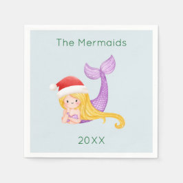 Mermaid Santa Christmas Serviette