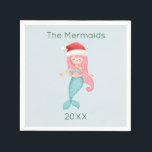 Mermaid Santa Christmas Serviette<br><div class="desc">Machen Sie Ihr Weihnachtsfest unvergesslich mit diesen skurrilen Servietten mit dem Motto "Mermaid Santa". Sie können eine afroamerikanische Meerjungfrau mit der Bearbeitungsoption aktivieren. Es ist Zeit für ein Fest unter dem Meer! Sie können dieses Design personalisieren, indem Sie auf "Diese Vorlage personalisieren" klicken oder wenn Sie den Schriftart, die Hintergrundfarben...</div>