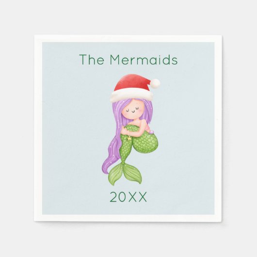 Mermaid Santa Christmas Serviette (Vorderseite)