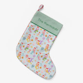 Mermaid Santa Pattern Kleiner Weihnachtsstrumpf (Vorderansicht (hängend))