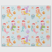 Mermaid Santa Pattern Weihnachten Geschenkpapier (Flach)