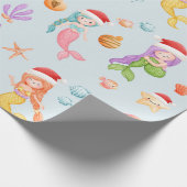 Mermaid Santa Pattern Weihnachten Geschenkpapier (Ecke)