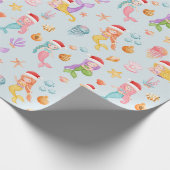 Mermaid Santa Pattern Weihnachten Geschenkpapier (Ecke)