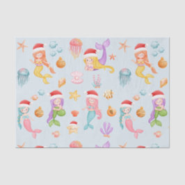 Mermaid Santa Pattern Weihnachten Seidenpapier