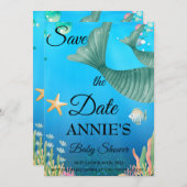 Mermaid Save the Date Baby Dusche Einladung (Vorne/Hinten)