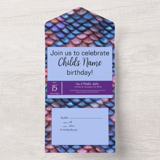 Mermaid Scale All In One Einladung (Innen Boden)