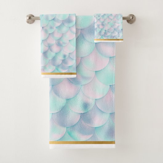 MERMAID SCALE AQUA BLUE BADEZIMMER TOWEL SET (Insitu)