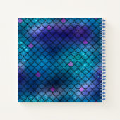 Mermaid Scale Blue Glitzer Monogram Sketchbook nic Notizblock (Rückseite)
