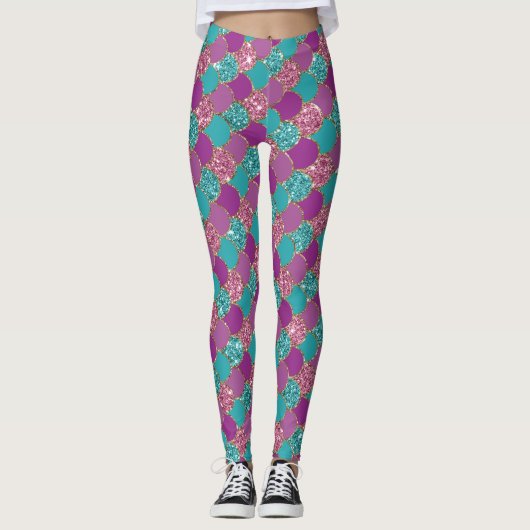 Mermaid Scale Leggings | Yoga und Bootspflanzen (Vorderseite)