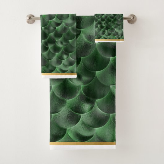 MERMAID SCALE LUXE GRÜNES BADEZIMMER TOWEL SET (Insitu)
