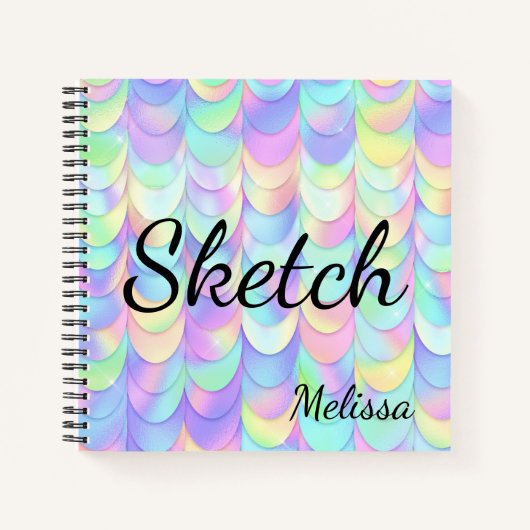 Mermaid Scale Monogram Sketchbook Notebook Notizblock (Vorderseite)