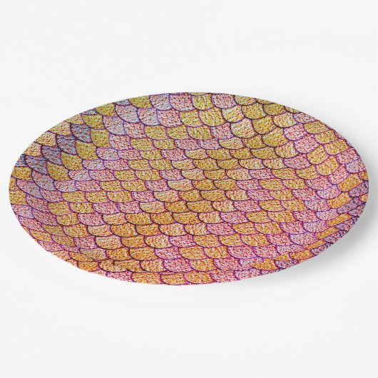 Mermaid Scale Muster Pappteller (Schrägansicht)
