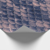 Mermaid Scale Pink Rose Glitzer Navy Bridal Spark Geschenkpapier (Ecke)