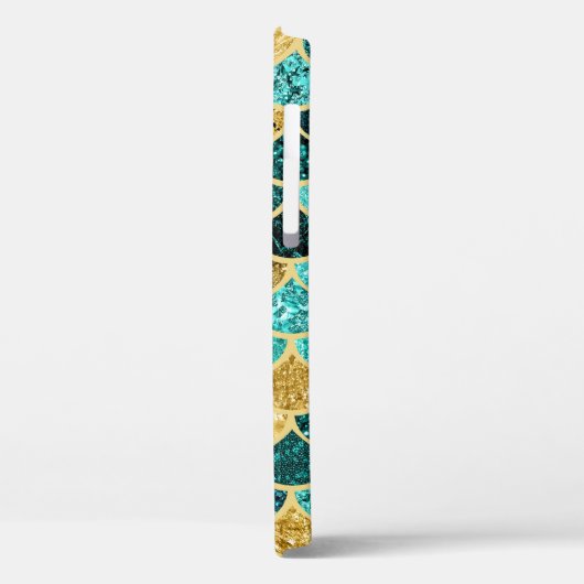 Mermaid Scales Aqua Handgeschriebener Name Gold Case-Mate iPhone Hülle (Rückseite / Links)