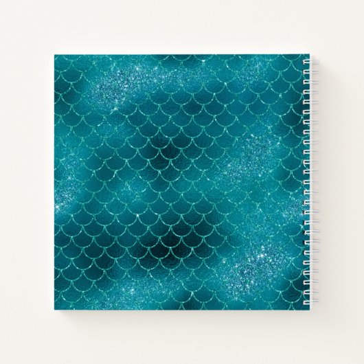 Mermaid Scales Aquamarin Glitzer Monogram Sketchbo Notizblock (Rückseite)