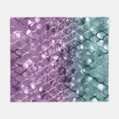 Mermaid Scales auf Aqua Lila MERMAID Glitzer #2 Fleecedecke (Vorderseite (Horizontal))