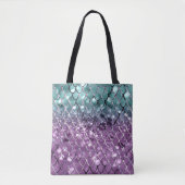 Mermaid Scales auf Aqua Lila MERMAID Glitzer #2 Tasche (Vorderseite)