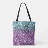 Mermaid Scales auf Aqua Lila MERMAID Glitzer #2 Tasche (Rückseite)