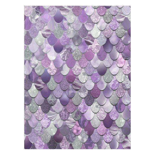 Mermaid Scales Birthday Party Tableclout Lila Tischdecke (Vorderseite)