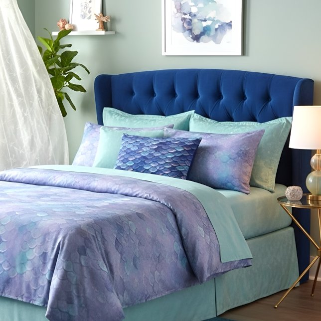 Mermaid Scales Blauer Akzent Kissen (Von Creator hochgeladen)