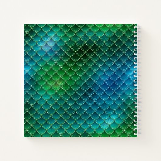 Mermaid Scales Blue Green Glitzer Name Sketchbook Notizblock (Rückseite)