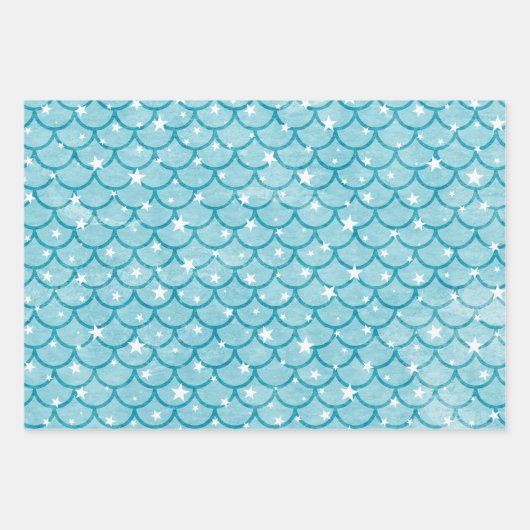 Mermaid Scales Design Wrapping Paper Set Geschenkpapier Set (Vorderseite 3)