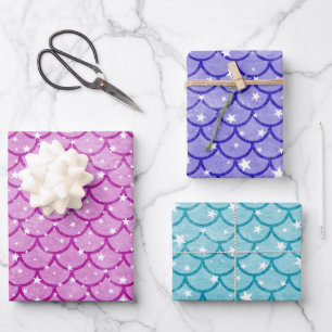 Mermaid Scales Design Wrapping Paper Set Geschenkpapier Set