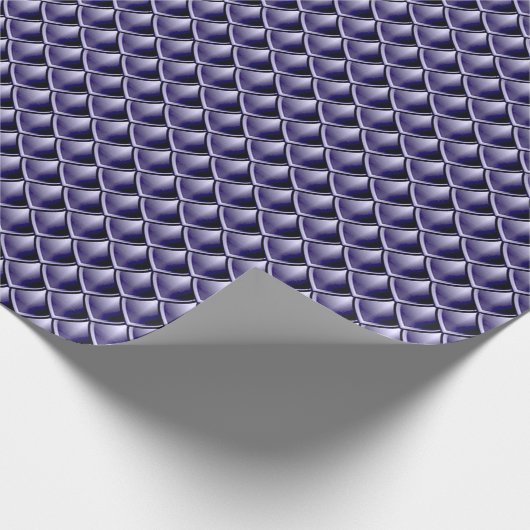 Mermaid Scales Dragon Skin Blue Navy Metallic Geschenkpapier (Ecke)